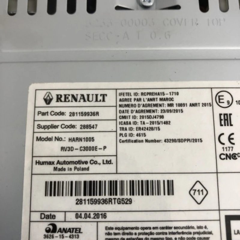 Radio CD / Dacia Sandero Sandero B90 2016 / Audio si electronice