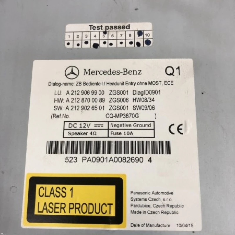 Radio CD / Mercedes-Benz E Class W212 2010 / Audio si electronice
