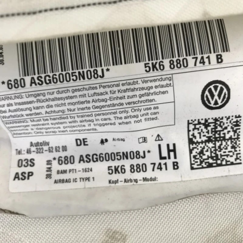 Airbag cortina stanga / Volkswagen Golf MK6 2010 / Interior