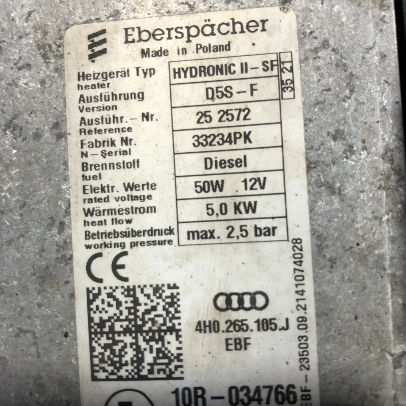 Webasto / Audi A6 C7 2014 / Climatizare