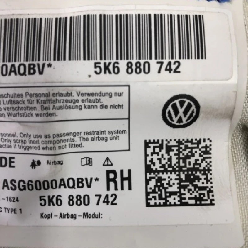 Airbag cortina dreapta / Volkswagen Golf MK6 2009 / Interior