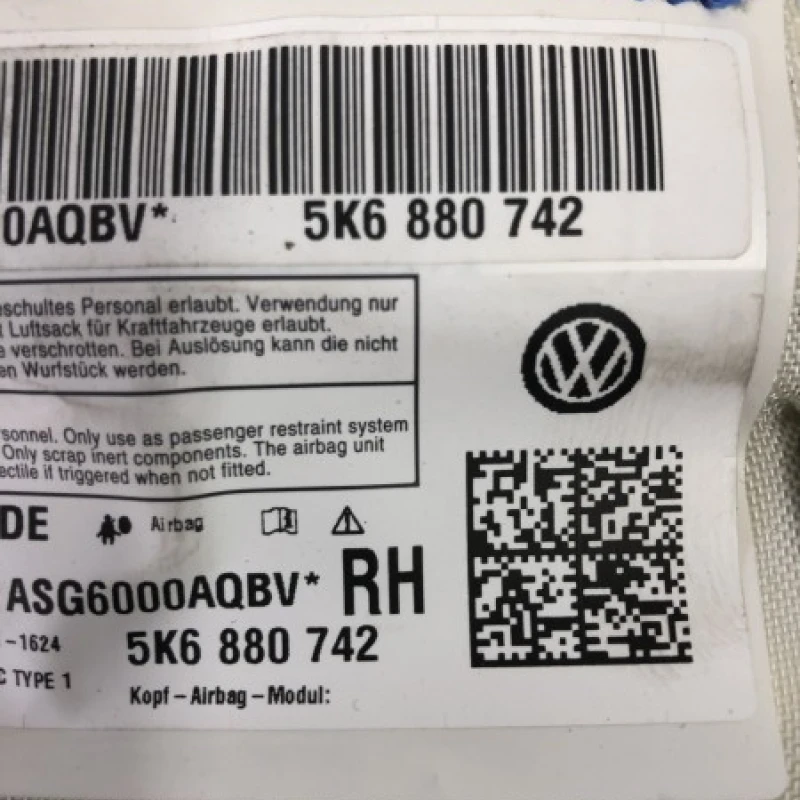 Airbag cortina dreapta / Volkswagen Golf MK6 2009 / Interior
