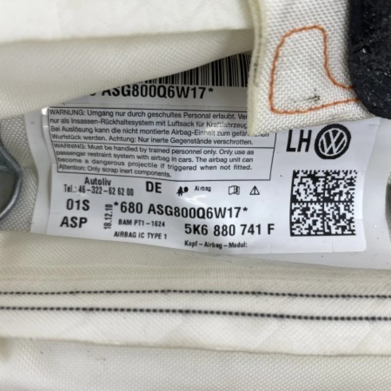 Airbag cortina stanga / Volkswagen Golf MK6 2010 / Interior
