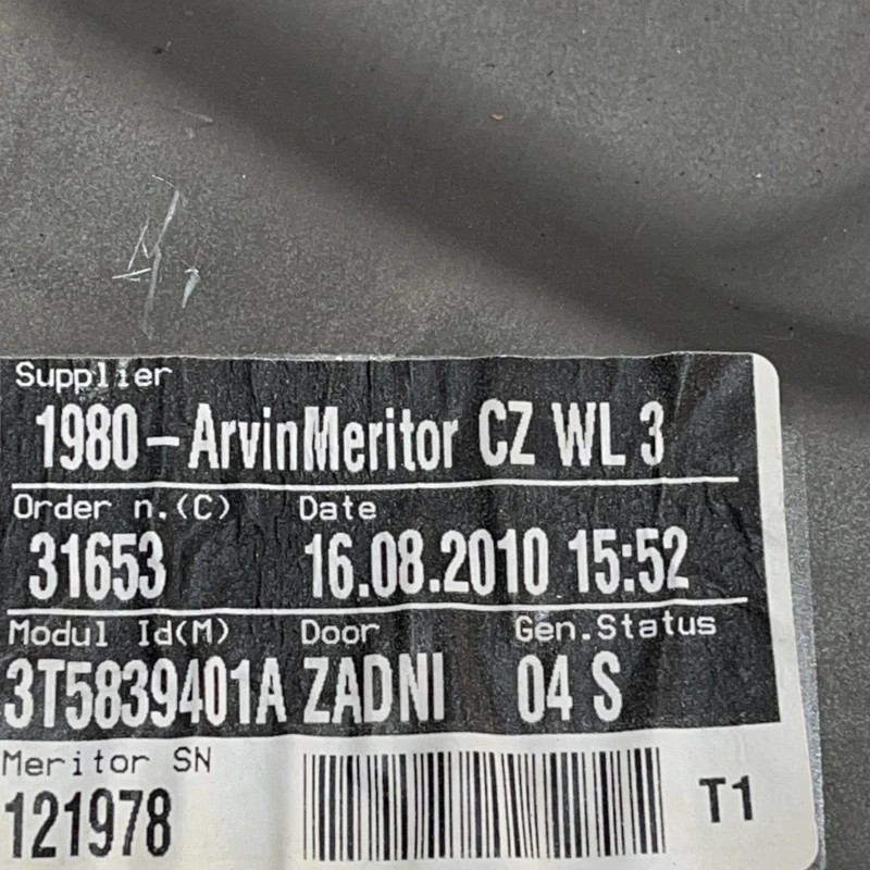 Macara geam stanga spate / Skoda Superb II 3T 2011 / Caroserie, oglinzi si faruri